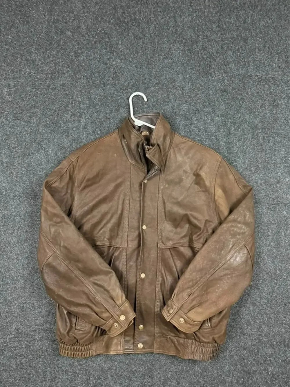Columbia Sportswear Brown Leather Bomber Jacket Mens XL Tall Insulated Coat